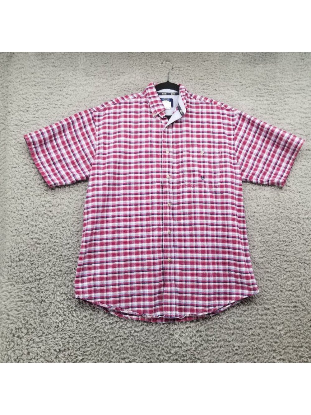 Wrangler Shirt Mens Large 20X Red Plaid Short Sleeve Button Down 100% Cotton